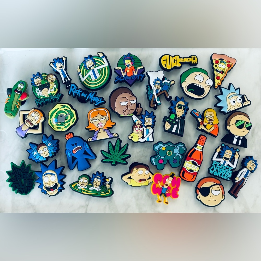 New in Package 32 Piece Rick & Morty Croc Charms